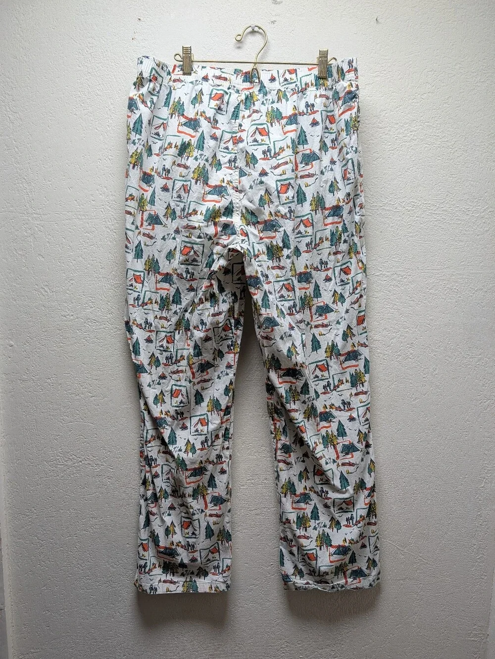 L.L. Bean Flannel Pajama Pants L Camping Tent Tree Novelty PJ Lounge Sleep Wear